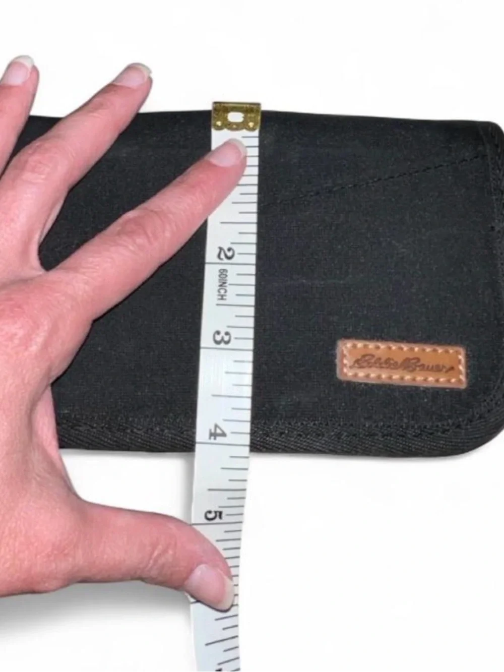 Eddie Bauer Black Canvas Travel Pouch with Leather Logo